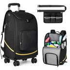Rolling Cleaning Caddy Bag with Wheels, Large Cleaning Supplies Organizer Backpack with Detachable Trolley and Cleaning Apron for Housekeepers, Home, Hotel & Car Detailing - color: A01-black