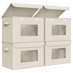 Univivi Collapsible Stackable Storage Bins with Lids, 4 Pack, Beige - color: Beige