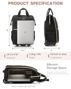Rolling Puffer Backpack for Women, Travel Backpack with Wheels, 16 Inch Wheeled Laptop Backpck, Dual-Opening Design Overnight College Underseat Carry on Luggage, Roller Business Work Bag, Black - color: Black
