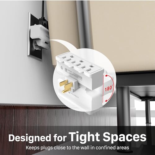 Fosmon 3 Outlet Adapter, Swivel Outlet Plug Three Way Rotating 180 Degree Right Angle Adapter Plug, Electric Wall Extender Indoor, 3-Prong, Grounded- 2 Pack - style: 2 Pack