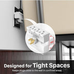 Fosmon 3 Outlet Adapter, Swivel Outlet Plug Three Way Rotating 180 Degree Right Angle Adapter Plug, Electric Wall Extender Indoor, 3-Prong, Grounded- 2 Pack - style: 2 Pack