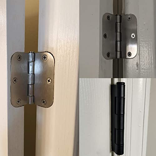 TDCHINGES Rounded Door Hinges Brushed Nickel 3.5 Inch 5/8" Radius 24 Pack - color: Satin Nickel-Rounded, size: 24 Pack