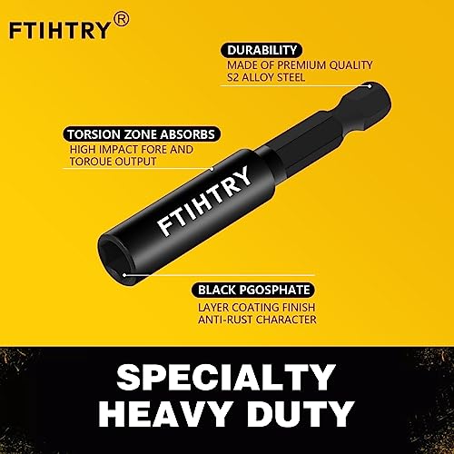 FTIHTRY 1/4”Magnetic Extension Socket Drill Bit Holder,12pcs Screwdriver Extension, Quick-Change Hex Shank Set (Pack of 2) - size: Onesize (Pack of 2)