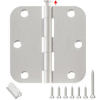 Door Hinges Brushed Nickel 3 Pack 3.5 Inch Rounded 5/8" Radius - color: Brushed Nickel, size: 3 Pack