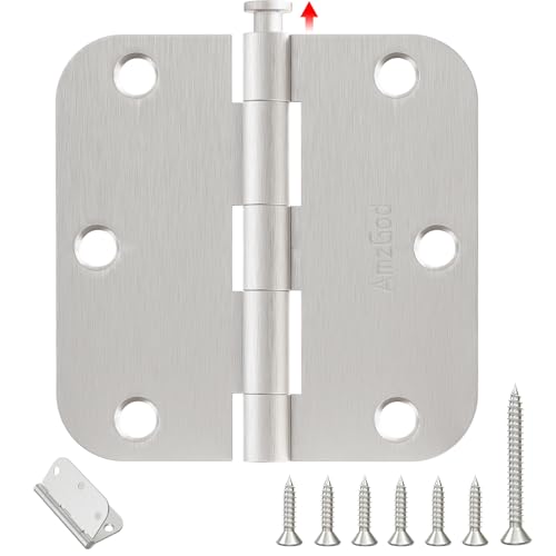 Door Hinges Brushed Nickel 12 Pack 3.5 Inch Rounded 5/8" Radius - color: Brushed Nickel, size: 12 Pack