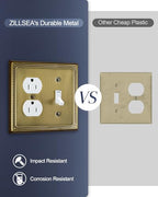 Switch Plates Outlet Covers, 1-Pack Antique Brass Metal Wall Plate - color: Antique Brass, size: 1 Toggle/1 Duplex 1PK