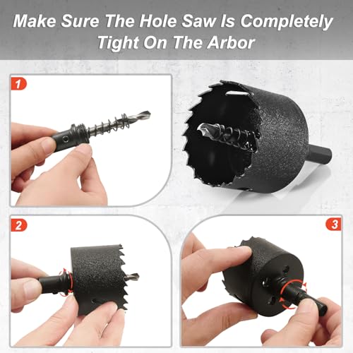 2-3/8 Inch Hole Saw with 3/8" Triangle Shank Quick Change Arbor, JTemgle Bi-Metal Hole Saw Heavy Duty Hole Cutting Tool for Cornhole Boards, Recessed Lights, Wood, Plastic, Drywall & Soft Metal - size: 2-3/8"