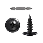Wensilon（600 pcs）#6×1/2" Phillips Truss Head Wood Screws Black Galvanizing Quick Metal Self Tapping. - color: Black, size: #6×1/2"