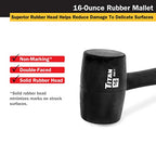 Titan 63217 16oz Rubber Mallet, Non-marking Double-faced Solid Head, 13" Shock Absorbing Fiberglass Handle with Textured Grip - style: 16oz Black