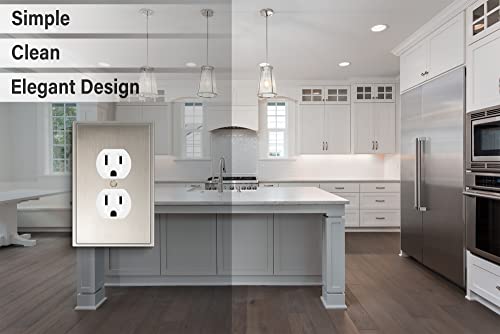 Henne Bery Soft Modern Decorative Wall Plate Switch Plate Outlet Cover (Single Duplex 2PK, Satin Nickel) - style: Single Duplex 2PK