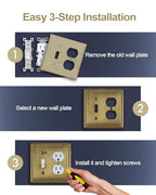 Switch Plates Outlet Covers, 1-Pack Antique Brass Metal Wall Plate - color: Antique Brass, size: 1 Toggle/1 Duplex 1PK