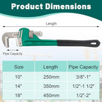 3PCS Heavy Duty Pipe Wrench Set 10 14 18 Inch Non-Slip Grip - size: 10&14&18in