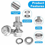 15 Sets M8-1.25 x 25mm Flanged Hex Head Bolts and Nuts Kits - size: M8-1.25 x 25mm