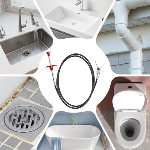 61 Inch Drain Snake Hair Clog Remover, Flexible 4-Claw Grabber Tool