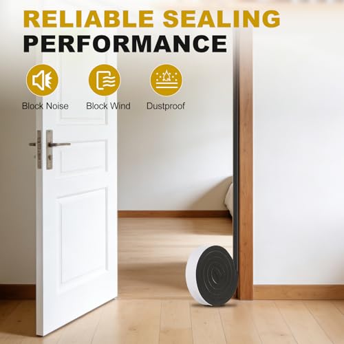 uxcell Weather Stripping Door Seal, 1-9/16" x 3/8" x 6.5 Ft Adhesive Foam Tape Seal Soundproof Insulation Strips for Door Frame Window Gaps (1 Roll, 6.5 Feet) - size: 1-9/16" x 3/8" (6.5 Ft)