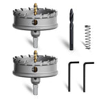 Metal Hole Saw 4-1/2''(115mm) 2Pcs Set Heavy Duty Tungsten Carbide Tipped Hole Cutters Set with a nitrided Step Drill and L-flench, for Steel Iron,Aluminum,Stainless stell,Plastic - size: 4-1/2''(115mm)-2PCS