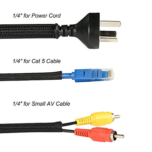Cable Management Sleeve, Split Design, 10FT - 1/4 Inch, Black - color: Black, size: 1/4"-10ft