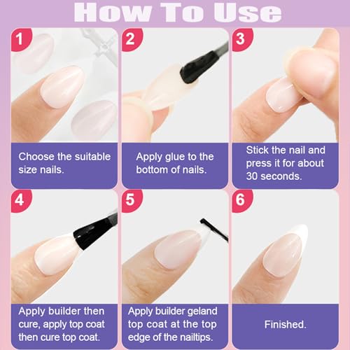 12 Color Press on Nails Medium Almond Fake Nails White Nude Pink False Nails Kit Glossy Reusable Full Cover Artificial Acrylic Stick on Nail for Women Girls Manicure 288Pcs - color: Style-26