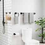 5-Pieces Matte Black Bathroom Accessories, 24 Inch Bathroom Hardware Set - color: Matte Black, size: 26 Inch (5 Pieces Simple)