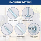 Pocket Hole Screws #8x1-1/2 Zinc, Coarse Thread Wood Screws 300Pcs, Washer Head with Square Drive, 150MM Drive Bit Included - color: Zinc, size: #8x1-1/2‘’