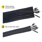 Zipper Cable Sleeve by Wrap-It Storage - 36" x 4" (2-Pack) Black - size: 36in (2-Pack)