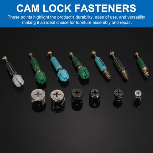 uxcell 25Set 8x11.3mm Cam Locking Screws with M6x34mm Furniture Connecting Fitting, Cam Bolts Dowels for Splicing Assembly of Table Cabinets, Green - size: M6x34mm