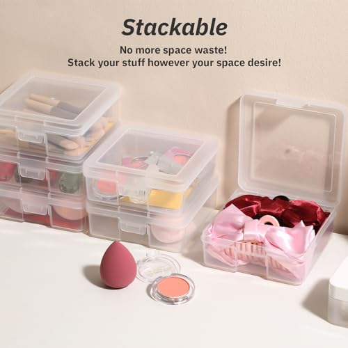 novelinks Plastic Small Storage Containers for Organizing, Mini Tote Box - color: 18 Pack Small -Clear