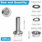 15 Sets M8-1.25 x 30mm Flanged Hex Head Bolts and Nuts Kits - size: M8-1.25 x 30mm