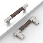 Brown & Nickel Knurled Cabinet Handles Kitchen Pulls 3 Inch 10 Pack - color: Brown and Nickel, size: 3" Hole Center