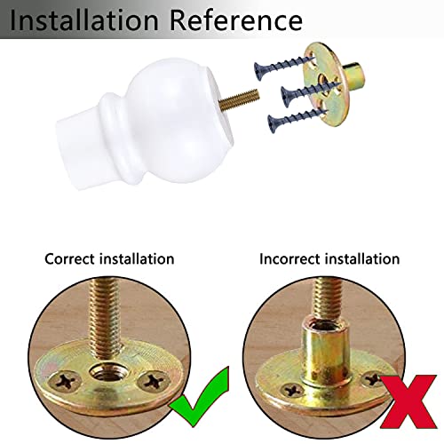 Maricome 4 Inch White Furniture Legs Set of 4 Wood Replacement Legs for Cabinet Dresser Ottoman M8 Bolt Pre-Installed - color: 4 Inch White