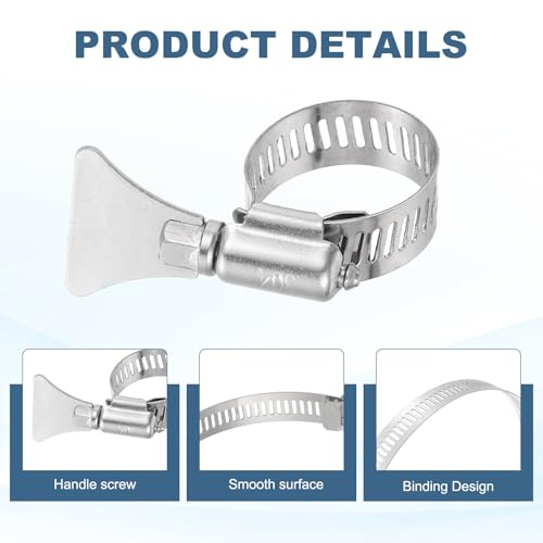 HARFINGTON 4pcs Hose Clamps 0.6"-1.1" (14-27mm) Adjustable 304 Stainless Steel Worm Gear Hose Clamps Assortment Kit for Plumbing Dryer Vent Automotive Dust Collector - size: 14-27mm