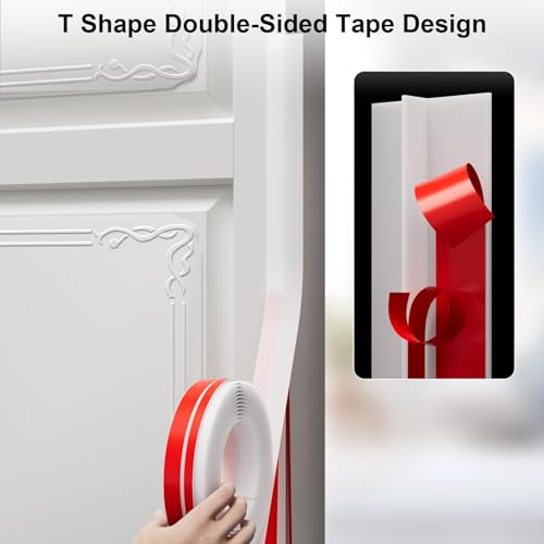 Elvone T-Shaped Weather Stripping Seal, White Silicone, 1.97 in x 20 ft - color: White, size: 20FTX1.97IN
