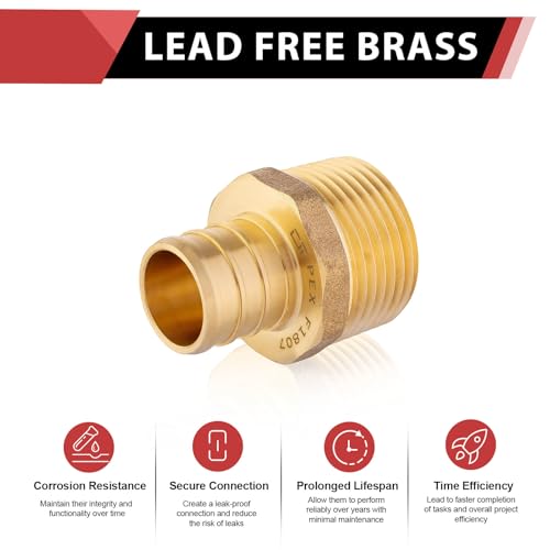 200PC EFIELD Pex Crimp Fitting,3/4" x 3/4"NPT Male Adapter(PEX1807021-200) - size: P200, style: 3/4 x 3/4
