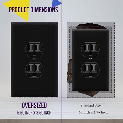 ENERLITES Oversized Duplex Outlet Covers, Jumbo Wall Plate, 1 Pack, Black - color: Black, size: Over-Size