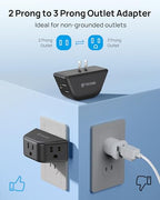 TROND 2 Prong to 3 Prong Outlet Adapter for Old House, 2 Pack - color: Black, size: 3AC-2 Prong Plug, 2 Pack