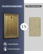 Switch Plates Outlet Covers, 2-Pack Antique Brass Metal Wall Plates - color: Antique Brass, size: 1 Blank 2PK