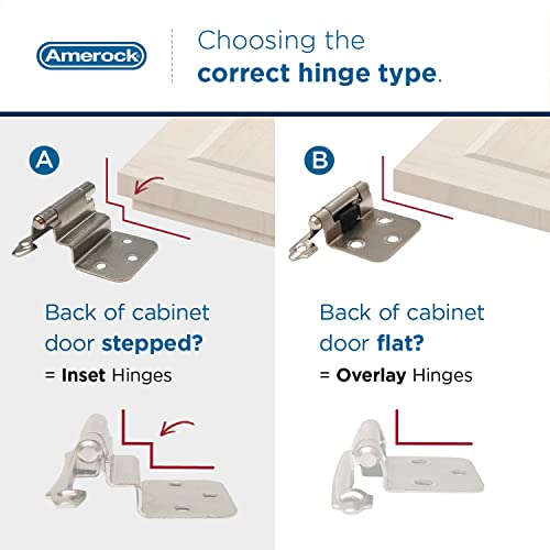 Amerock 1 Pair 1/4" Overlay Golden Champagne Partial Wrap Cabinet Hinge - color: Golden Champagne, size: 1/4 Inch (6 mm) Overlay
