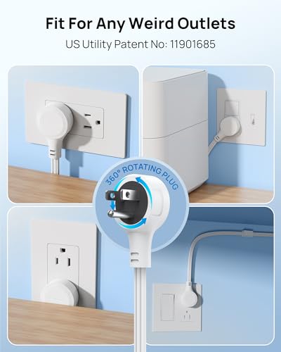 TROND Electrical Outlet Extender 360° Rotating Plug with 20W USB C, 10ft - size: 10 FT 360° Rotating Plug