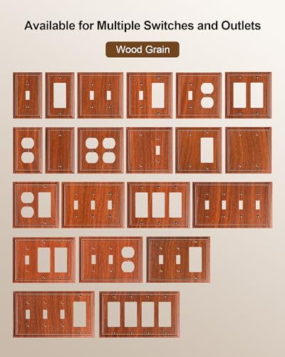 2-Pack Natural Bamboo Fiber Combo Toggle/Duplex Light Switch Cover Plate - color: Wood Grain, size: 1 Toggle/1 Duplex 2PK