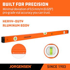 JORGENSEN 48" Magnetic LED Box Level, 45°/90°/180° Bubble Long Leveler Tool - size: 48 inch