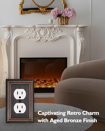 Switch Plates Outlet Covers, 6-Pack Metal Wall Plates, Aged Bronze - color: Aged Bronze, size: 1 Duplex 6PK