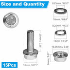 15 Sets M8-1.25 x 25mm Flanged Hex Head Bolts and Nuts Kits - size: M8-1.25 x 25mm