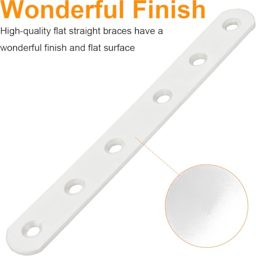 8 Pack White Flat Brackets, 8 Inch Straight Brace Mending Plate with Screws - size: 8 Pcs/ 8” x 0.8”