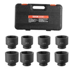 VEVOR Axle Nut Impact Socket Set - 3/4" Drive 6-Point 8-Piece SAE Spindle Nut Socket CR-MO Heat Treated Large Socket Set with Storage Case for Auto Repair, Removing or Installing Axle Nuts - size: 3/4" 8 PCS CR-MO