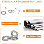 100Pcs 6# Spring Lock Washer, 304 Stainless Steel - color: Silver, size: 6#