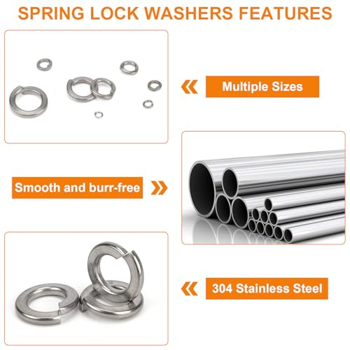 100Pcs 10# Spring Lock Washer, 304 Stainless Steel - color: Silver, size: 10#