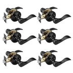 NCL 6 Pack Black Door Handle Interior, Wave Door Lever Door Knob for Hall - size: 6-Hall