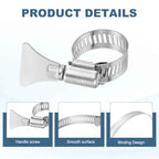 HARFINGTON 4pcs Hose Clamps 1.1"-2" (27-51mm) Adjustable 304 Stainless Steel Worm Gear Hose Clamps Assortment Kit for Plumbing Dryer Vent Automotive Dust Collector - size: 27-51mm