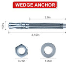 1/2 x 4-1/2 in Wedge Anchors 6 pcs Galvanized Concrete Anchors - size: 1/2 x 4-1/2In