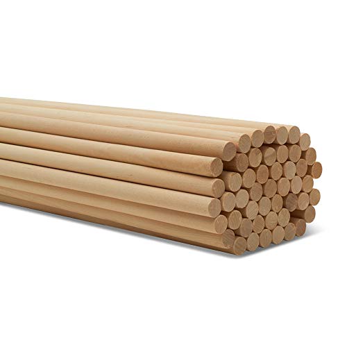 Dowel Rods Wood Sticks Wooden Dowel Rods - 1/2 x 48 Inch Unfinished Hardwood Sticks - for Crafts and DIYers - 25 Pieces by Woodpeckers - size: 1/2" x 48" Dowels